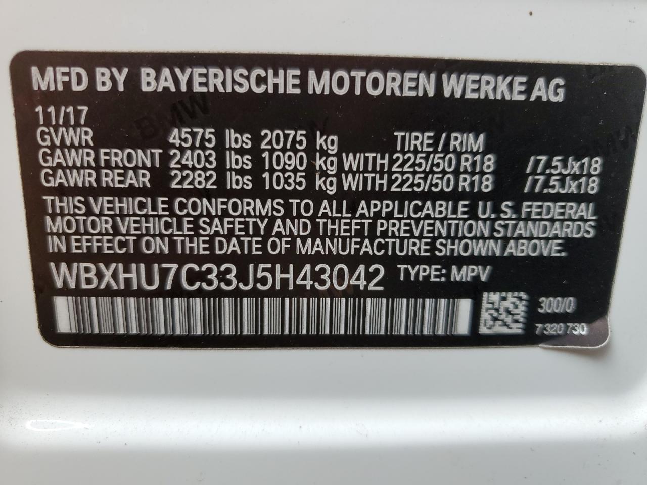 WBXHU7C33J5H43042 2018 BMW X1 Sdrive28I