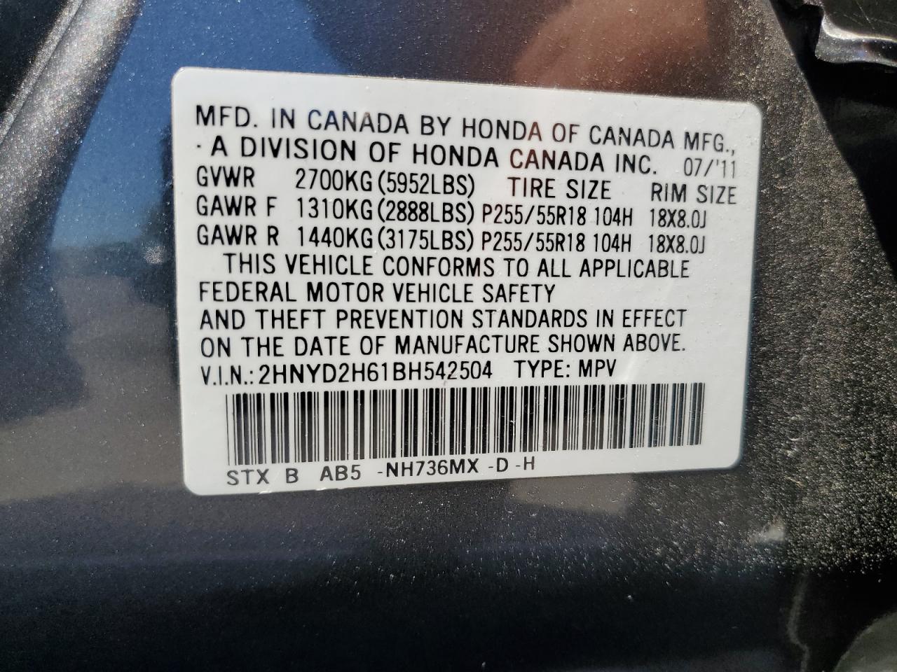 2HNYD2H61BH542504 2011 Acura Mdx Technology