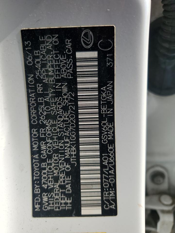 JTHBK1GG7D2072172 2013 Lexus Es 350