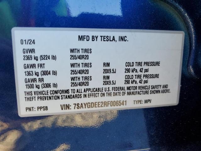 2024 Tesla Model Y VIN: 7SAYGDEE2RF006541 Lot: 61359614