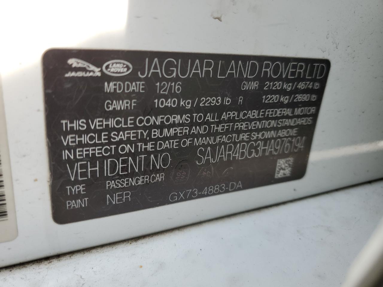 SAJAR4BG3HA976194 2017 Jaguar Xe