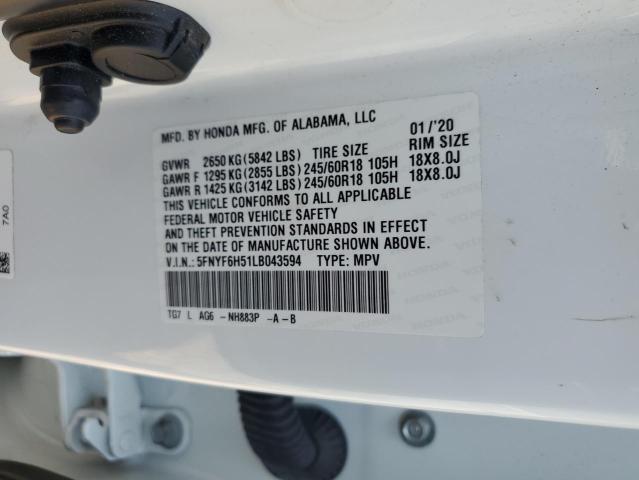 2020 HONDA PILOT EXL - 5FNYF6H51LB043594