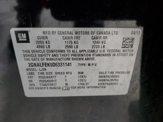 2013 Chevrolet Equinox Ltz VIN: 2GNALFEK9D6331141 Lot: 61914574