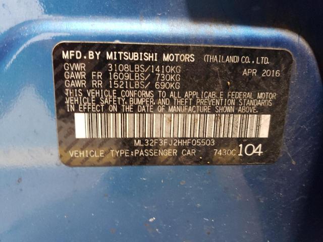 2017 Mitsubishi Mirage G4 Es VIN: ML32F3FJ2HHF05503 Lot: 60927584