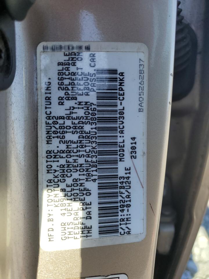 4T1BE32K33U138067 2003 Toyota Camry Le