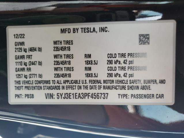 2023 Tesla Model 3 VIN: 5YJ3E1EA3PF456737 Lot: 61493654