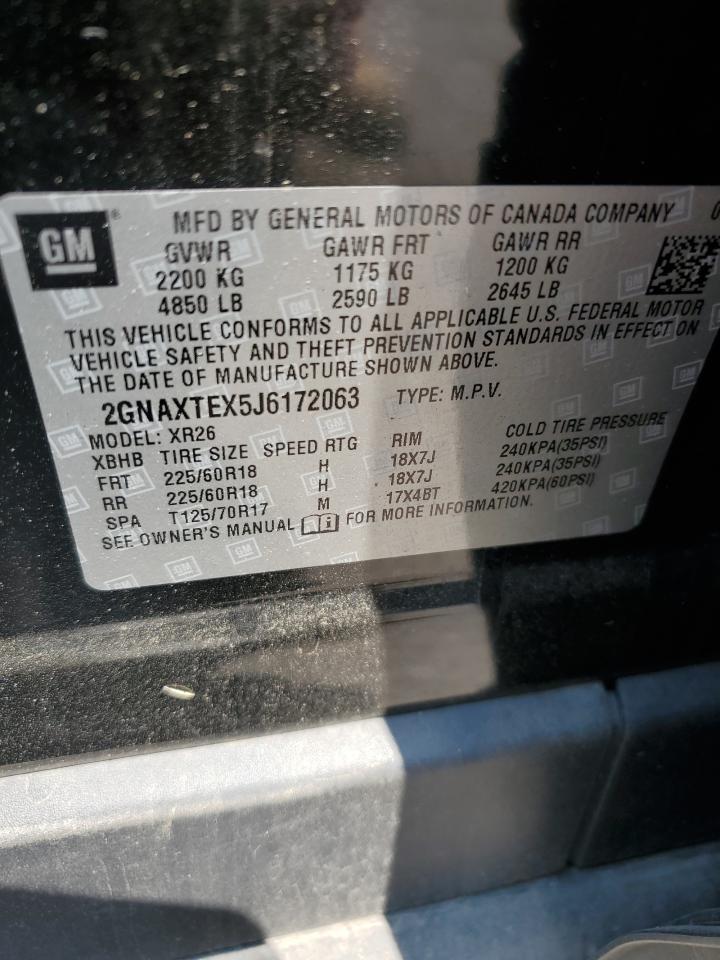 2GNAXTEX5J6172063 2018 Chevrolet Equinox Lt