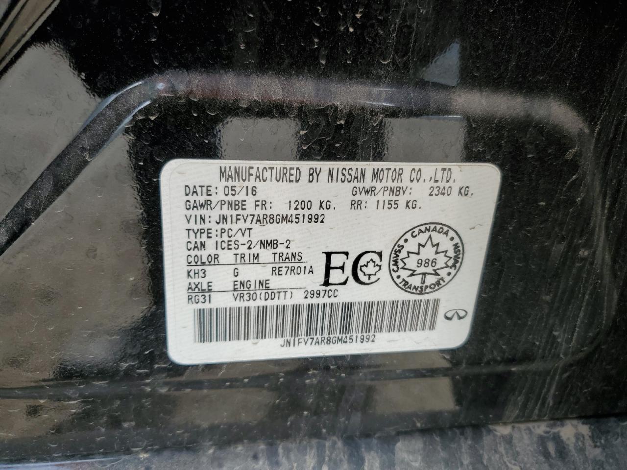 JN1FV7AR8GM451992 2016 Infiniti Q50 Red Sport 400