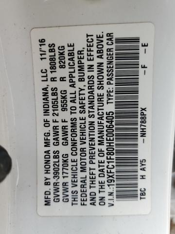 2017 HONDA CIVIC EX - 19XFC1F80HE006405