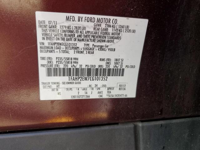 2012 Ford Taurus Sel VIN: 1FAHP2EW7CG101352 Lot: 60767094