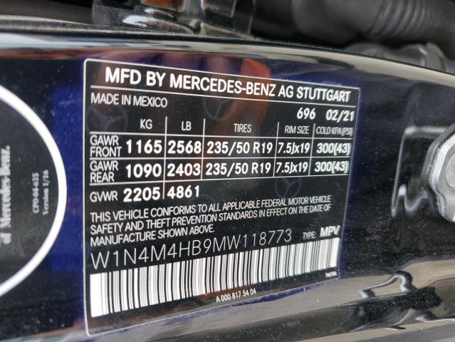 2021 Mercedes-Benz Glb 250 4Matic VIN: W1N4M4HB9MW118773 Lot: 62435084