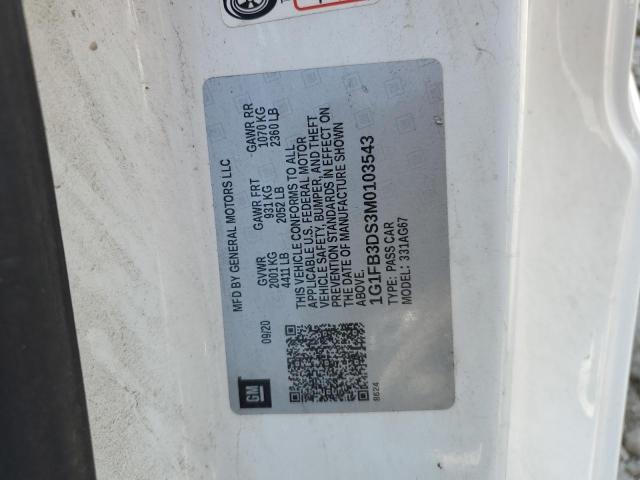 2021 CHEVROLET CAMARO LS - 1G1FB3DS3M0103543