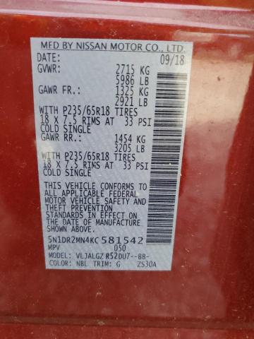 2019 NISSAN PATHFINDER - 5N1DR2MN4KC581542