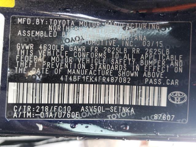 VIN 4T4BF1FK4FR487082 2015 Toyota Camry, LE no.12