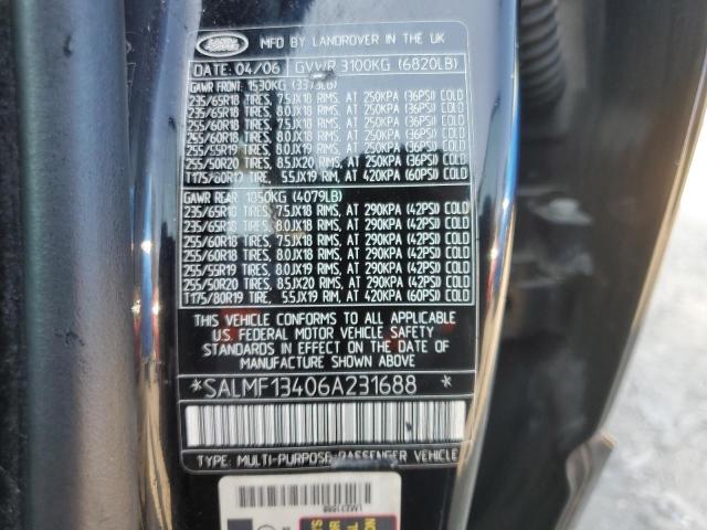 2006 Land Rover Range Rover Supercharged VIN: SALMF13406A231688 Lot: 62818744