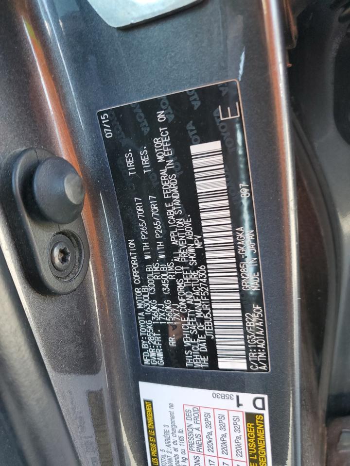 JTEBU5JR1F5274306 2015 Toyota 4Runner Sr5