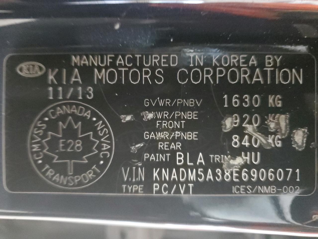 KNADM5A38E6906071 2014 Kia Rio Lx