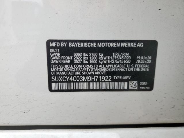 VIN 5UXCY4C03M9H71922 2021 BMW X6, Sdrive 40I no.14