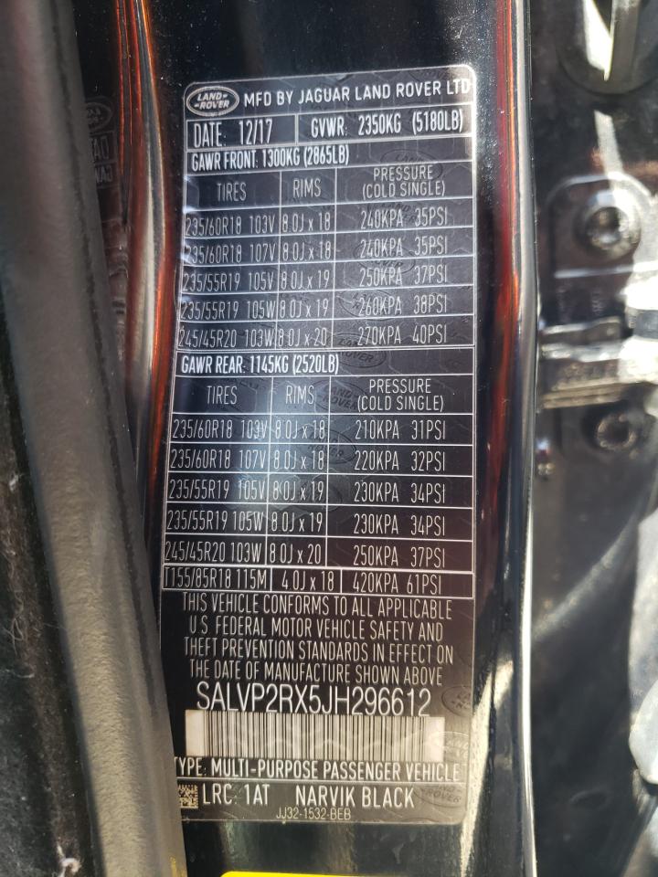 SALVP2RX5JH296612 2018 Land Rover Range Rover Evoque Se