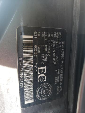 2021 NISSAN QASHQAI SV JN1BJ1BW9MW434923