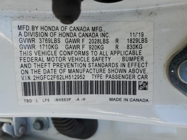 2020 HONDA CIVIC LX - 2HGFC2F62LH512952