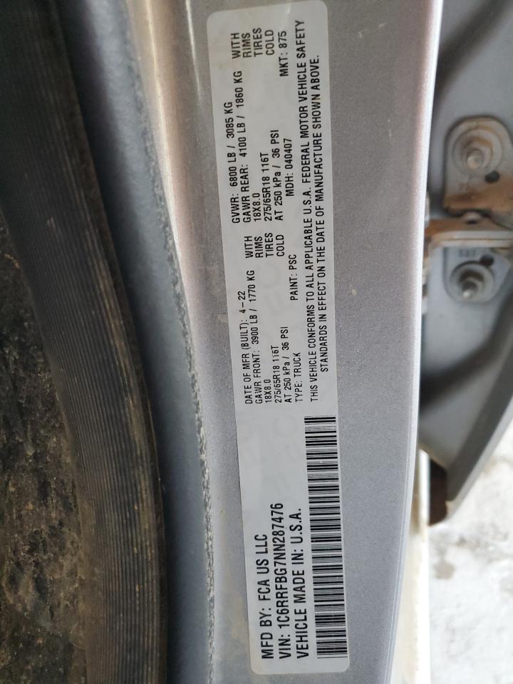 1C6RRFBG7NN287476 2022 Ram 1500 Big Horn/Lone Star