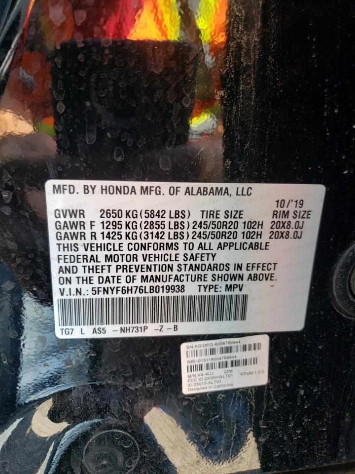 5FNYF6H76LB019938 2020 Honda Pilot Black