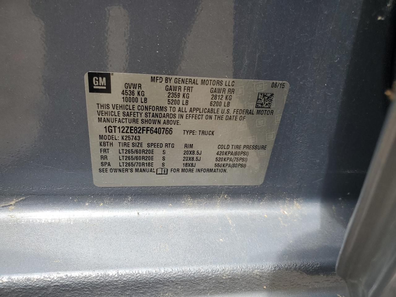 1GT12ZE82FF640766 2015 GMC Sierra K2500 Slt