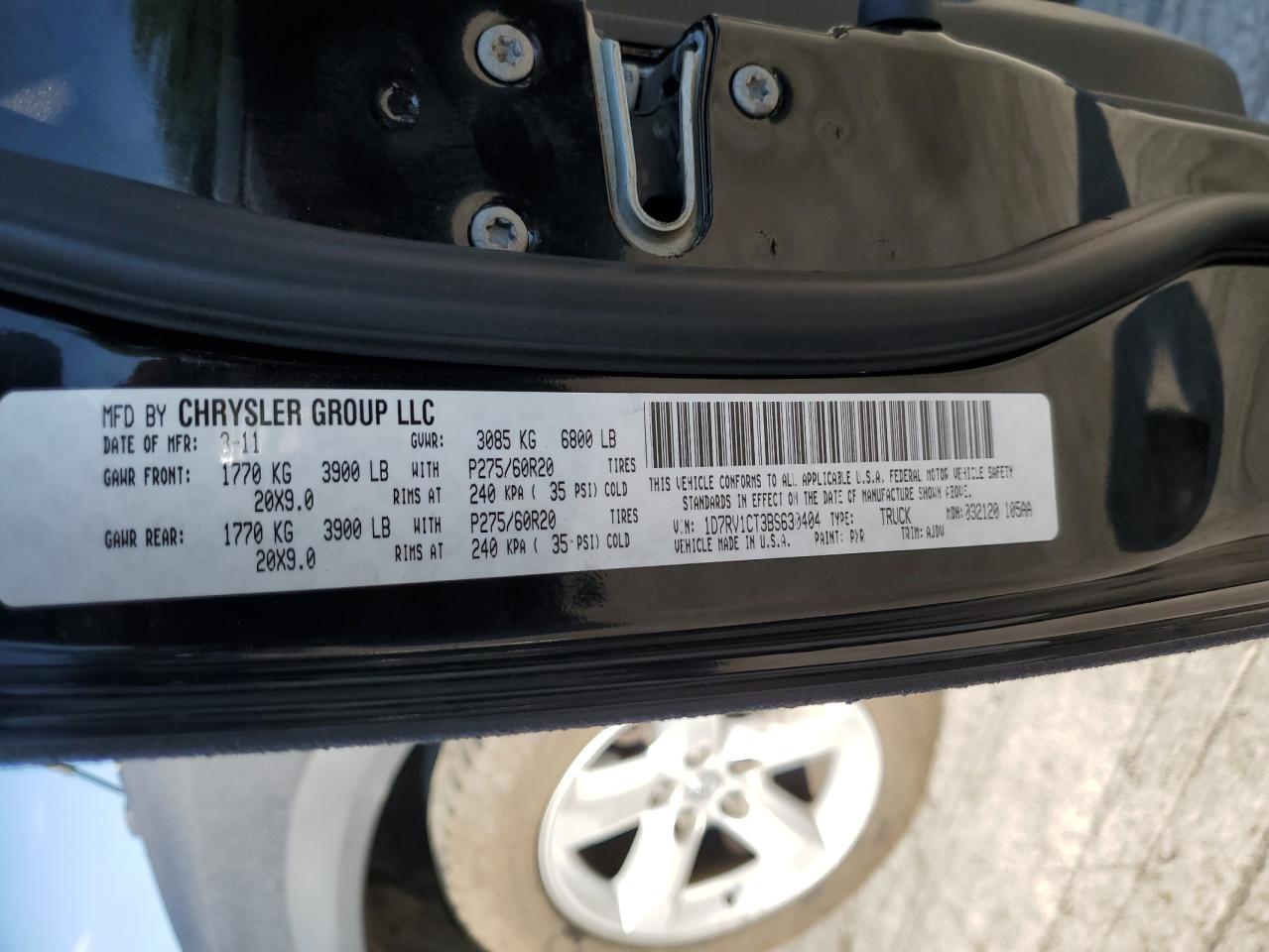 1D7RV1CT3BS630404 2011 Dodge Ram 1500