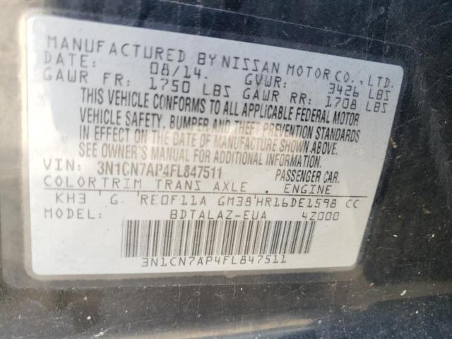 3N1CN7AP4FL847511 2015 Nissan Versa S