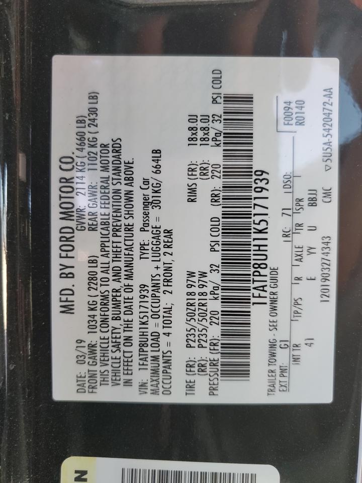 1FATP8UH1K5171939 2019 Ford Mustang