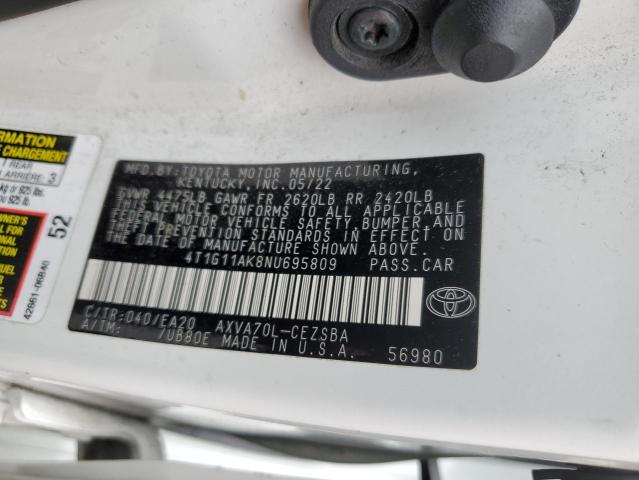 VIN 4T1G11AK8NU695809 2022 Toyota Camry, SE no.12