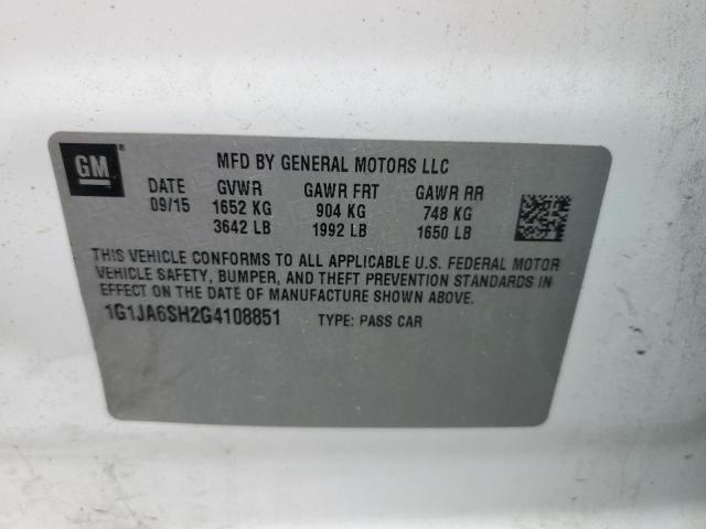 2016 Chevrolet Sonic Ls VIN: 1G1JA6SH2G4108851 Lot: 62830454