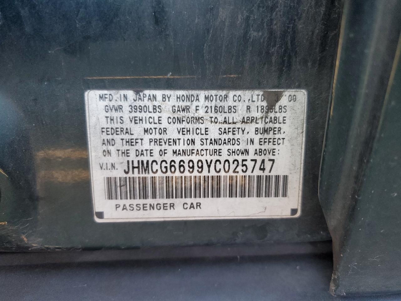 JHMCG6699YC025747 2000 Honda Accord Se