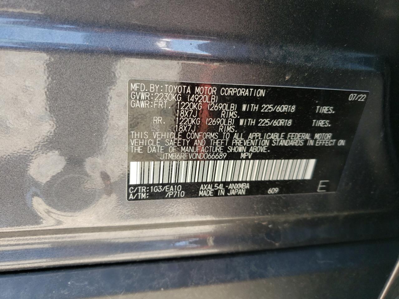 JTMB6RFV0ND066689 2022 Toyota Rav4 Xle Premium
