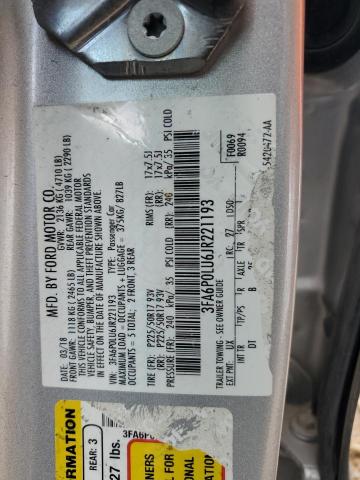 VIN 3FA6P0LU6JR221193 2018 Ford Fusion, Se Hybrid no.12