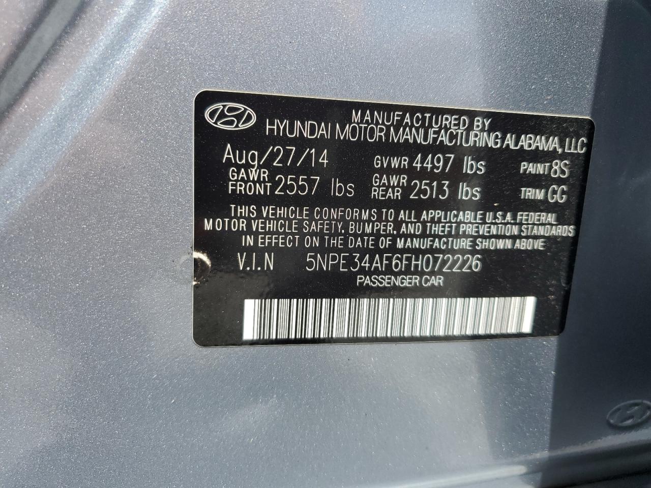 5NPE34AF6FH072226 2015 Hyundai Sonata Sport