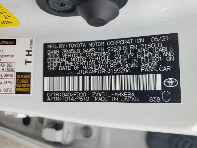 2022 Toyota Prius Night Shade VIN: JTDKAMFU9N3155286 Lot: 63014844