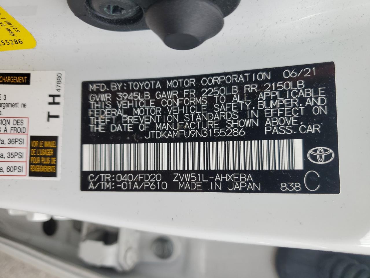 JTDKAMFU9N3155286 2022 Toyota Prius Night Shade