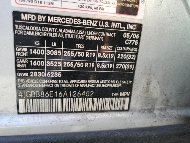 2006 Mercedes-Benz Ml 350 VIN: 4JGBB86E16A126452 Lot: 61737614