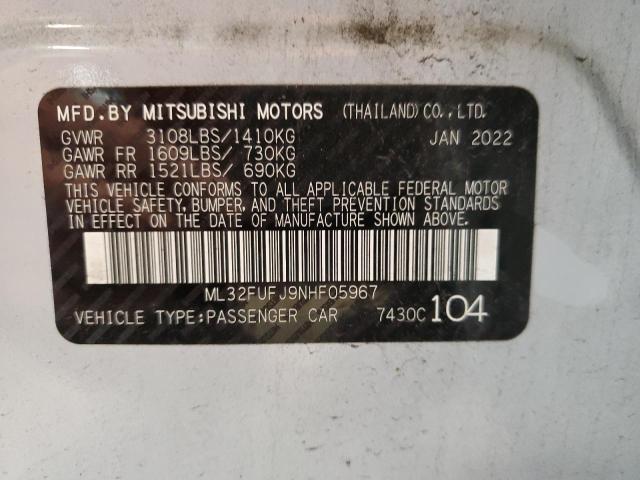 2022 Mitsubishi Mirage G4 Es VIN: ML32FUFJ9NHF05967 Lot: 62561694