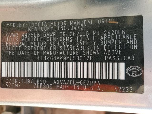 VIN 4T1K61AK9MU580128 2021 Toyota Camry, Xse no.13