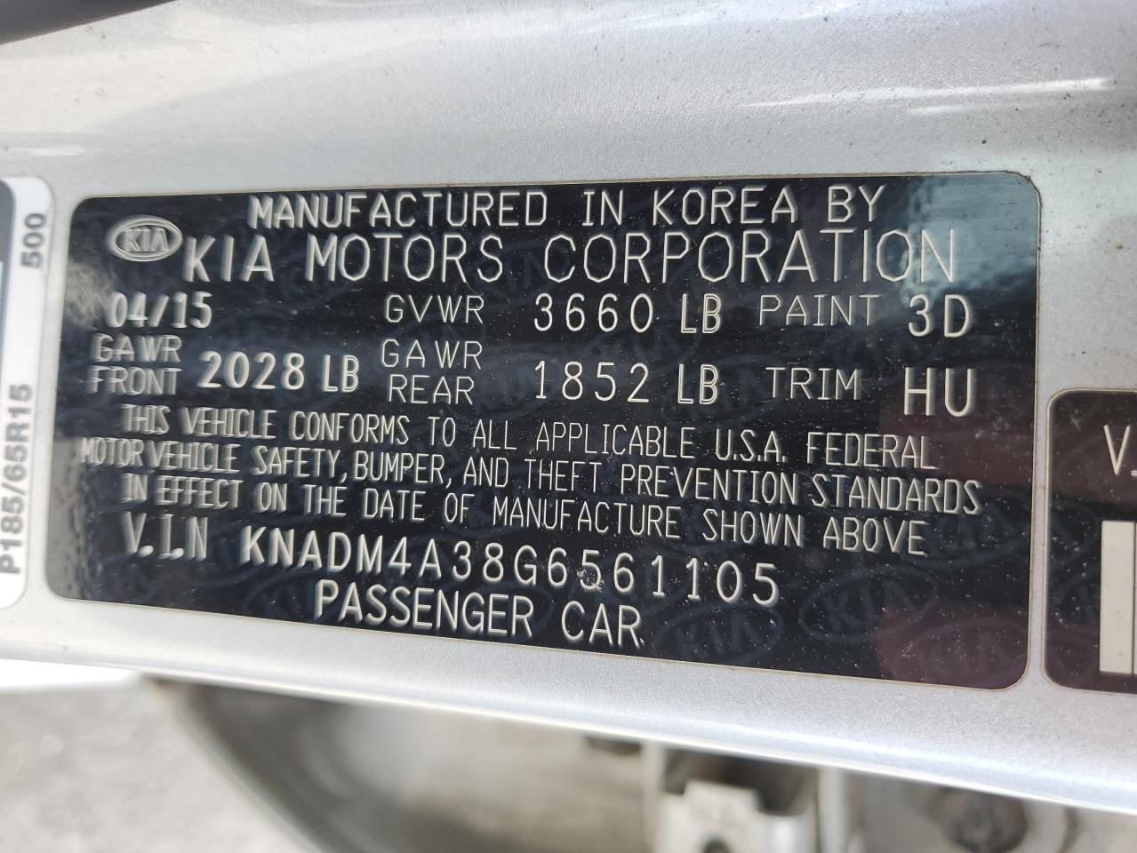 KNADM4A38G6561105 2016 Kia Rio Lx