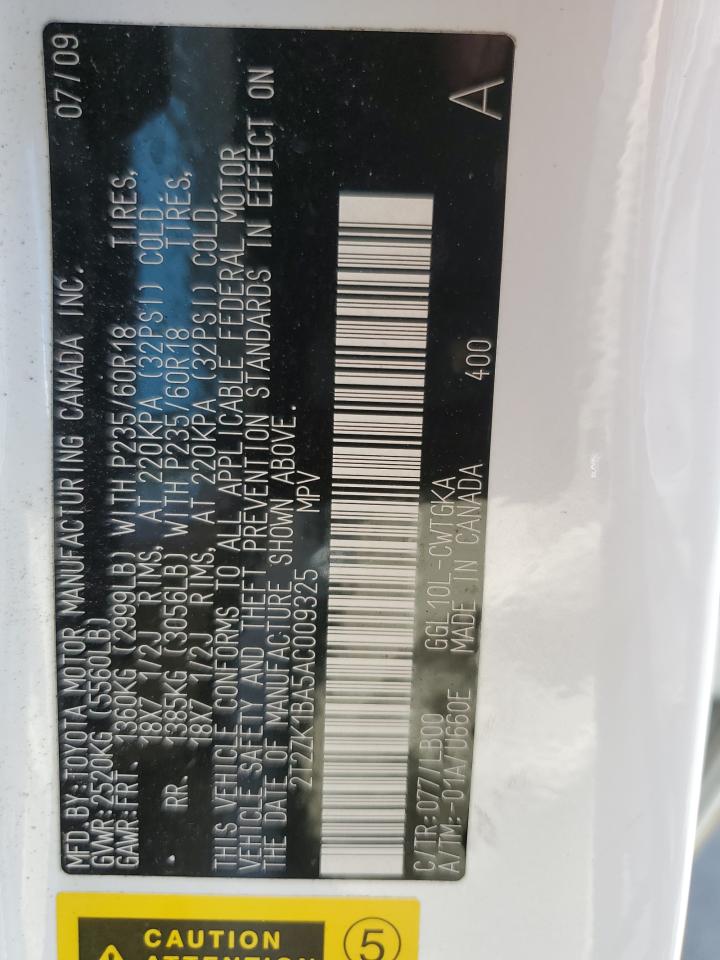 2T2ZK1BA5AC009325 2010 Lexus Rx 350