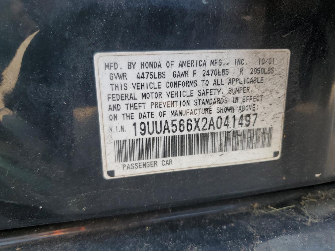 19UUA566X2A041497 2002 Acura 3.2Tl