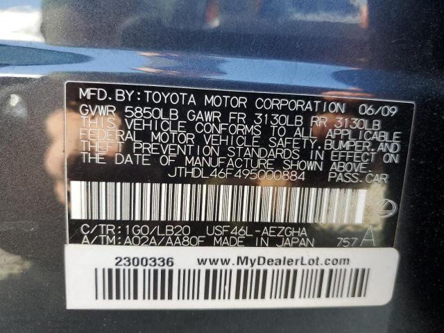 2009 Lexus Ls 460L VIN: JTHDL46F495000884 Lot: 62059994