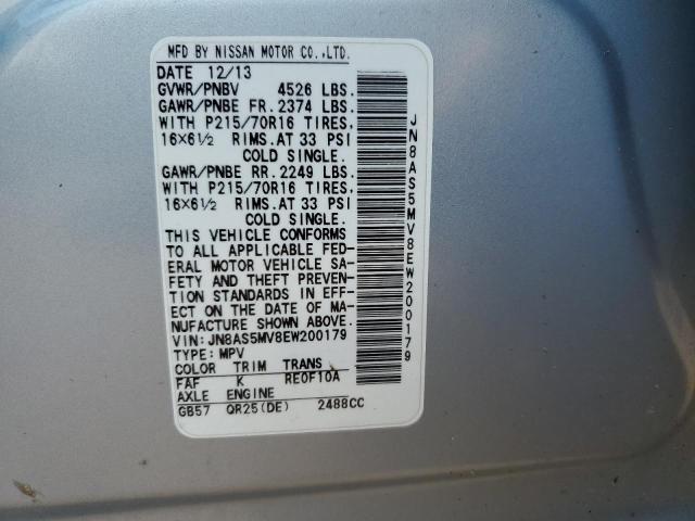 2014 Nissan Rogue Select S VIN: JN8AS5MV8EW200179 Lot: 61727044