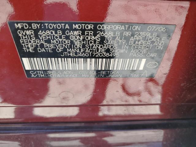 2007 Lexus Es 350 VIN: JTHBJ46G172038495 Lot: 61489404