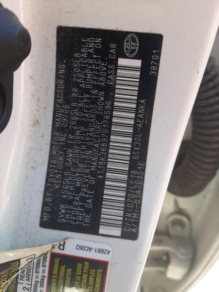 4T1BK36B97U178596 2007 Toyota Avalon Xl