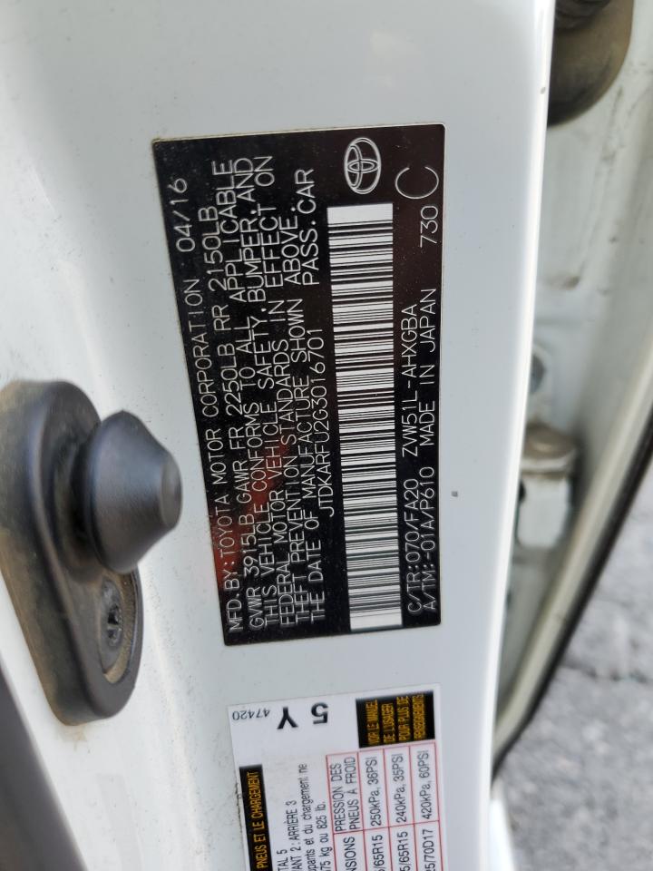 JTDKARFU2G3016701 2016 Toyota Prius